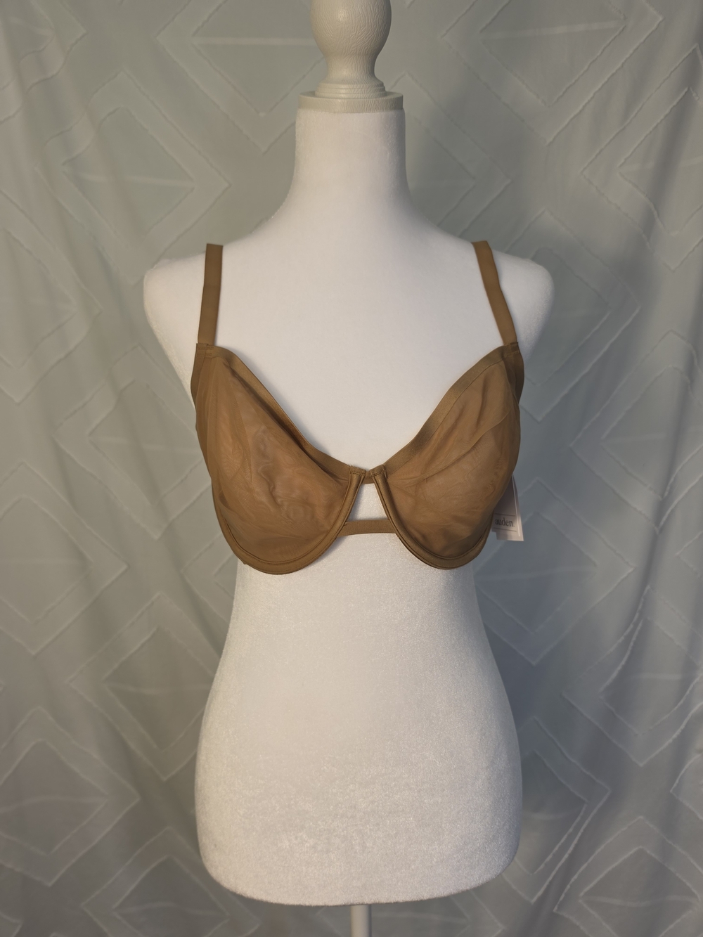 Underwire Sheer Mesh Bra in Camel